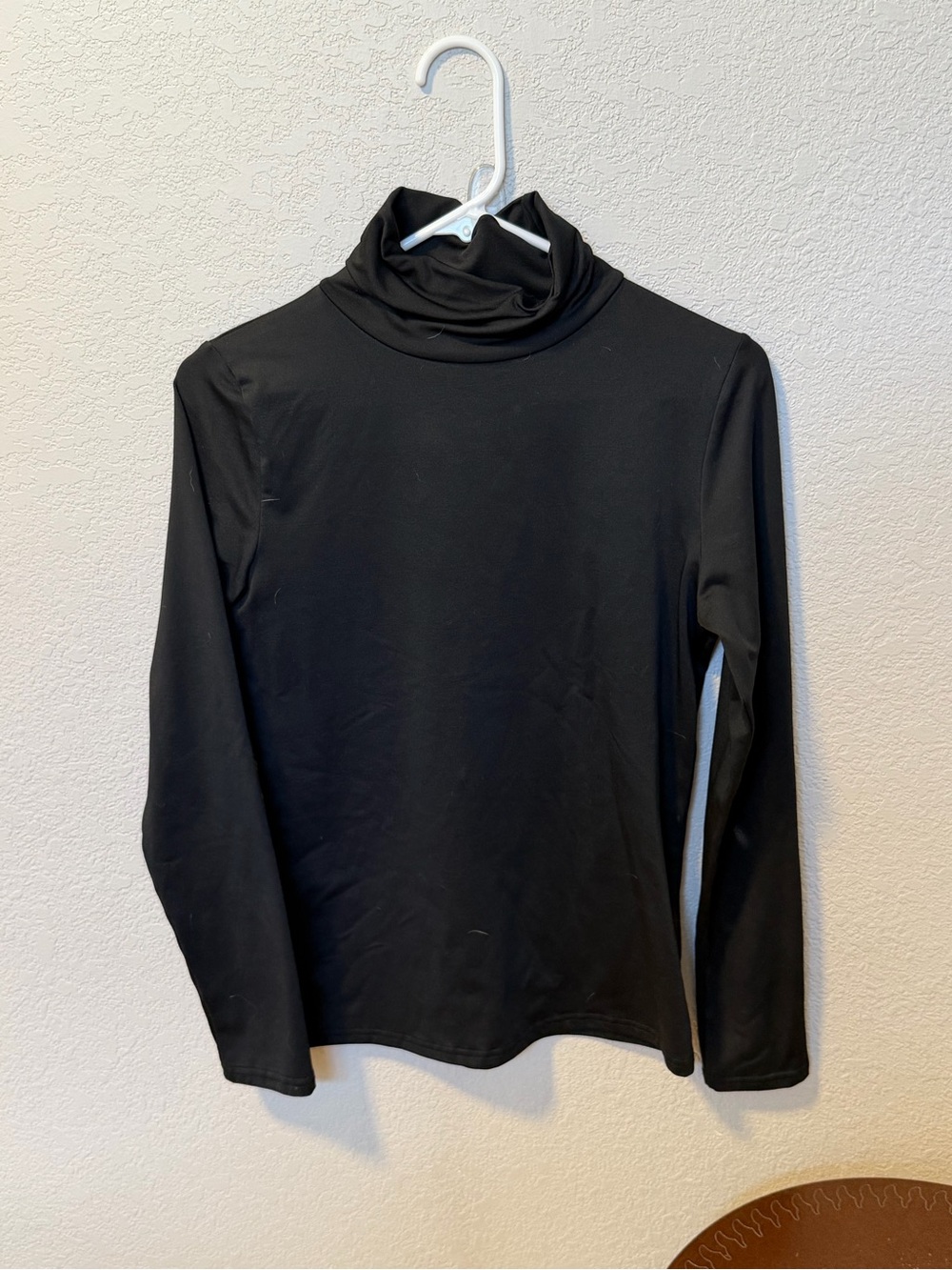 Fleece Lined Black Turtleneck Long-Sleeve Top - Women's Classic Layering Piece